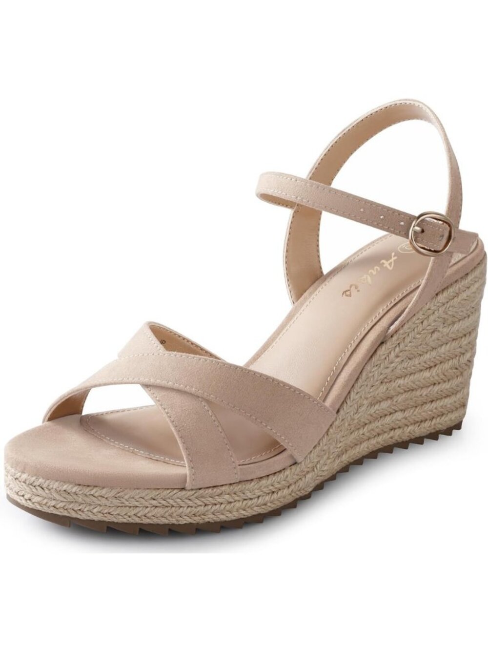 Comfortable Open Toe Wedge Sandals for Women, Espadrille Ankle Strap Heels - 3.4